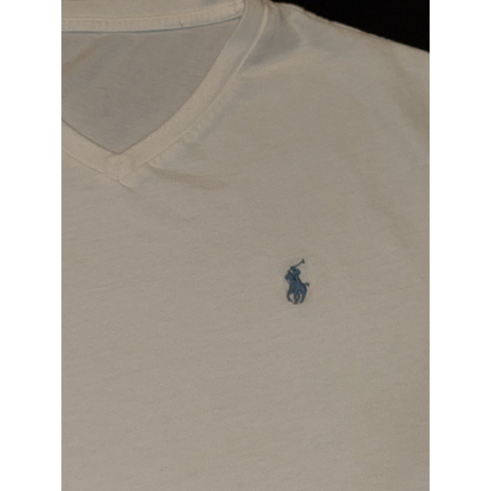 Polo Ralph Lauren Classic White Fit V-Neck  Short Sleeve Cotton Tee Mens Large - Picture 2 of 6